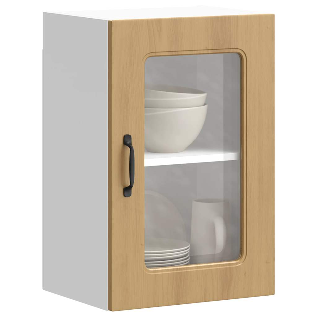 Kitchen wall cabinet with glass door Kalmar Artisan oak wood material