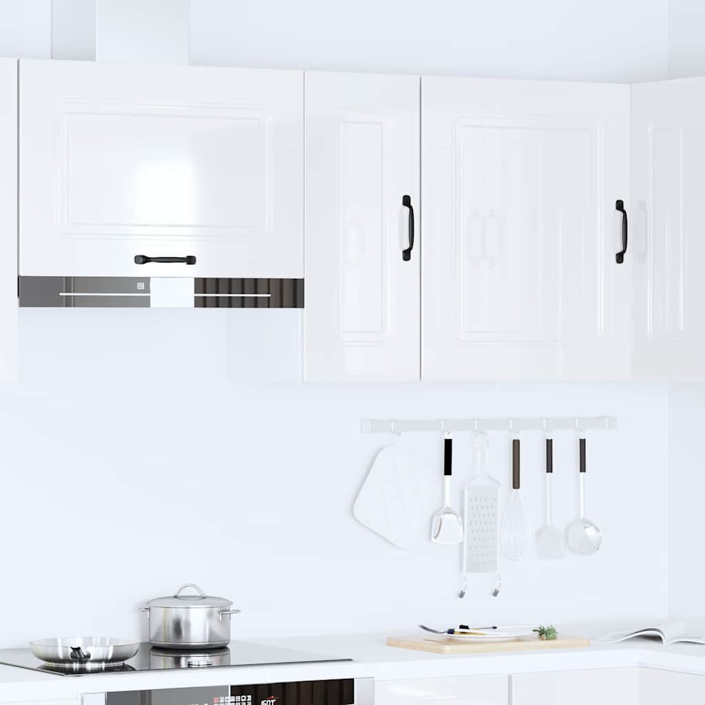Kitchen wall cabinet Kalmar high-gloss white wood material