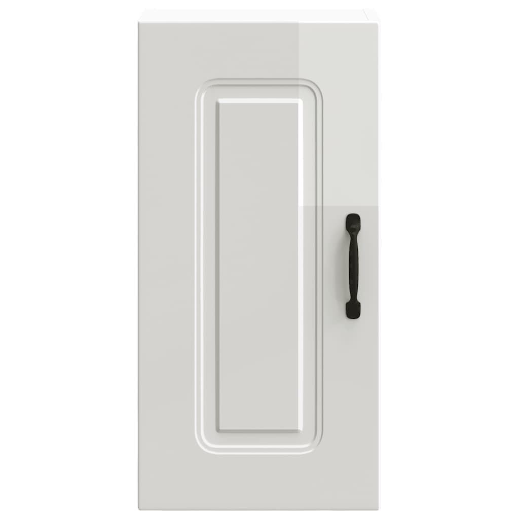 Kitchen wall cabinet Kalmar high-gloss white wood material