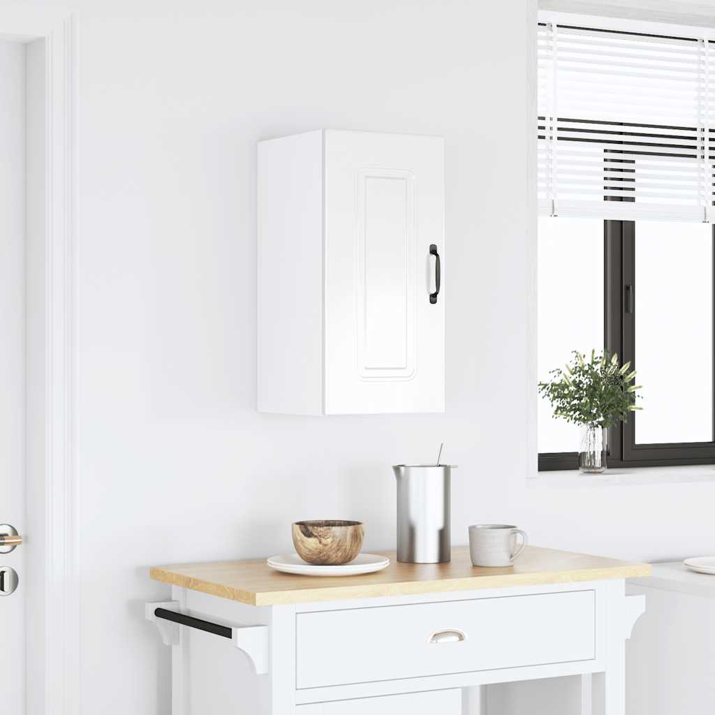 Kitchen wall cabinet Kalmar high-gloss white wood material