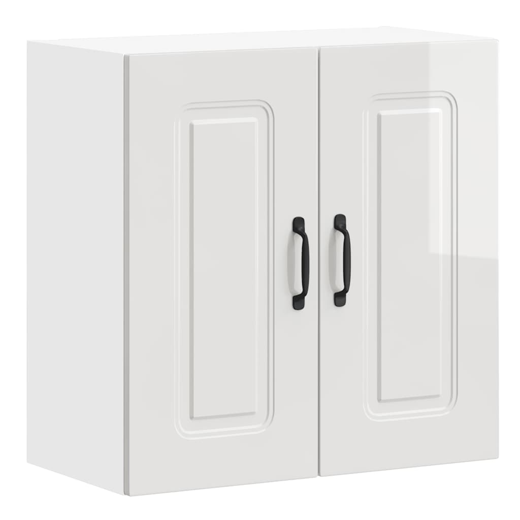 Kitchen wall cabinet Kalmar high-gloss white wood material