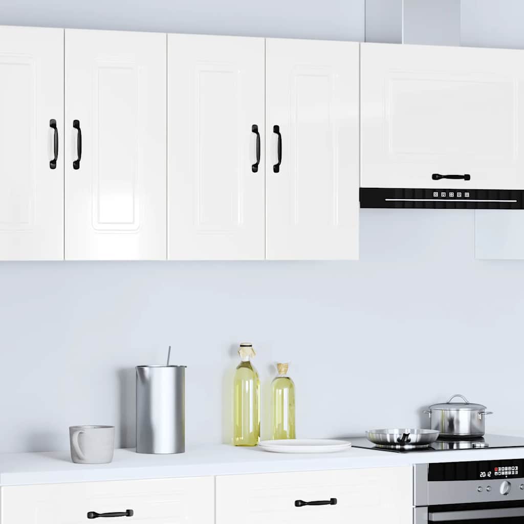 Kitchen wall cabinet Kalmar high-gloss white wood material