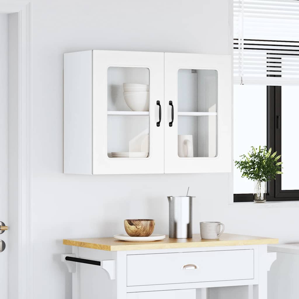 Küchen-Hängeschrank mit Glastür Kalmar Weiß Holzwerkstoff