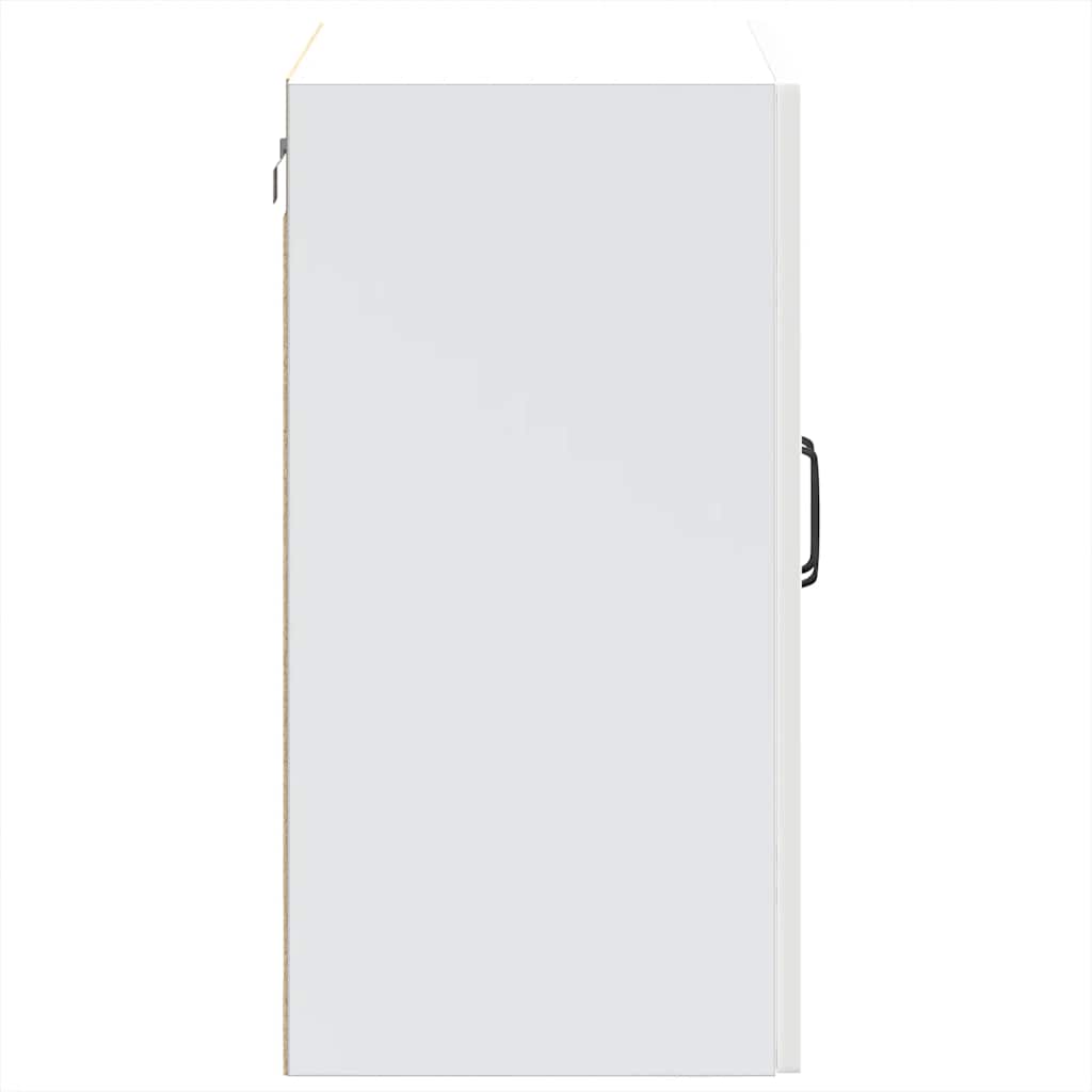 Kitchen wall cabinet with glass door Kalmar high-gloss white wood material