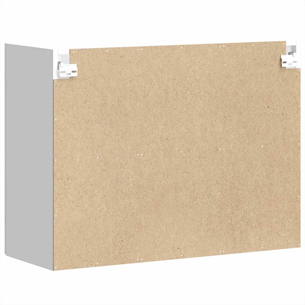 Kitchen wall cabinet with glass door Kalmar high-gloss white wood material