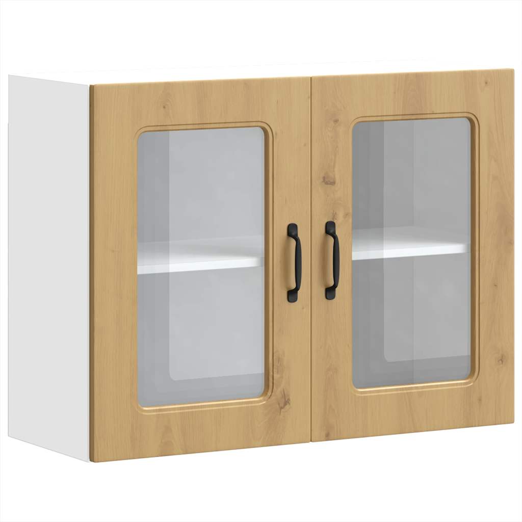 Küchen-Hängeschrank mit Glastür Kalmar Artisan-Eiche Holzwerkstoff