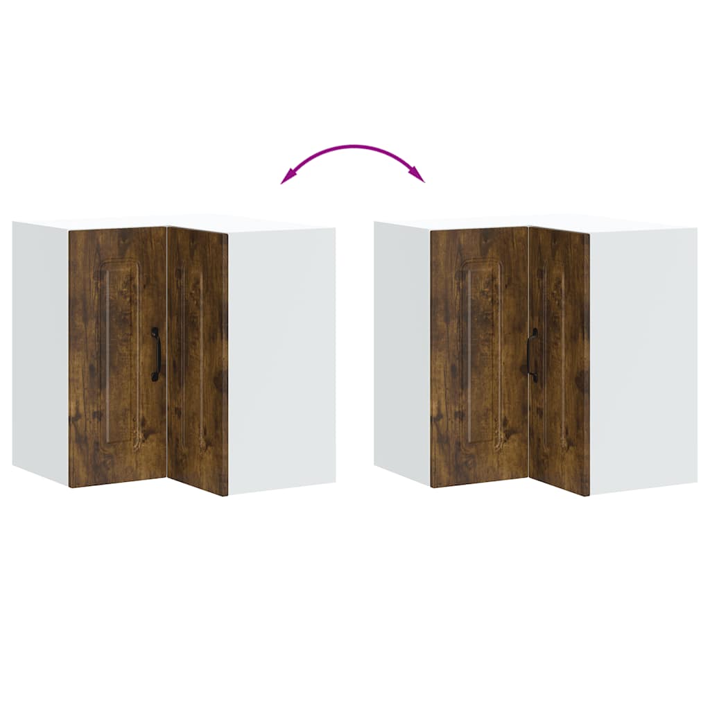 Kitchen corner wall cabinet Kalmar smoked oak wood material