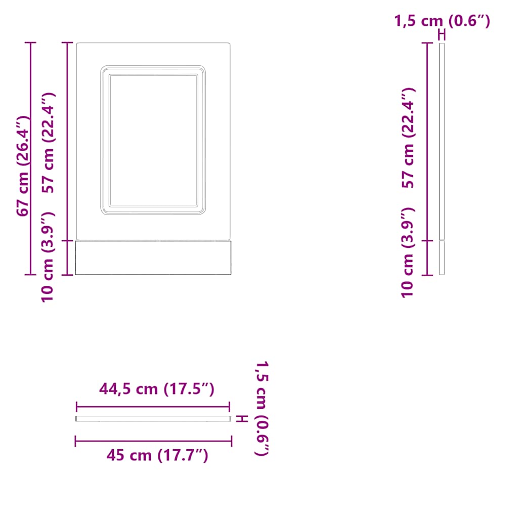 Dishwasher panel Kalmar White 45x1.5x67 cm wood material