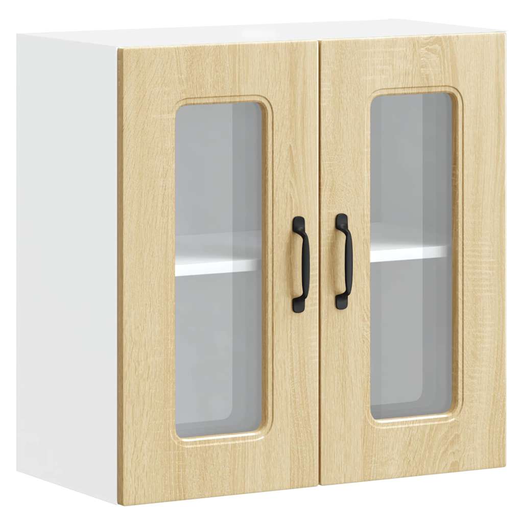 Kitchen wall cabinet with glass door Kalmar Sonoma oak wood material