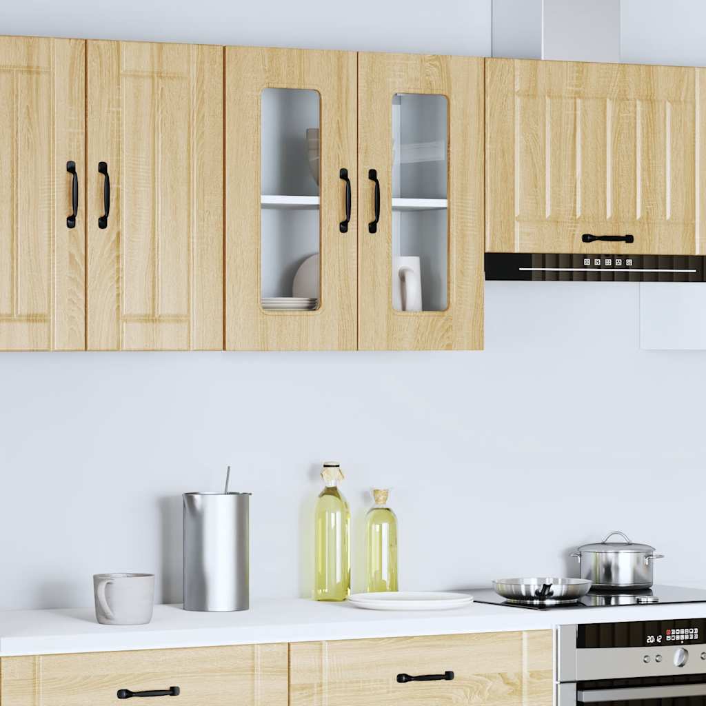 Kitchen wall cabinet with glass door Kalmar Sonoma oak wood material