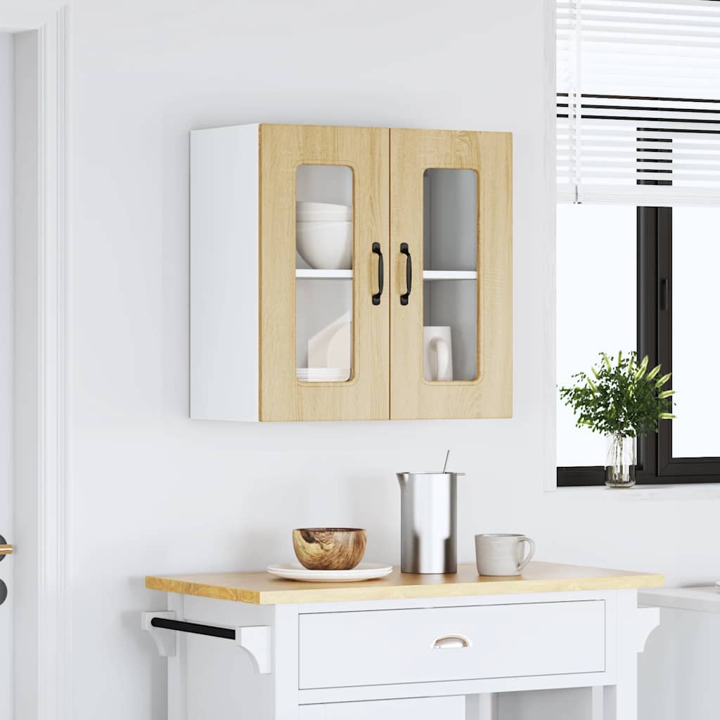 Kitchen wall cabinet with glass door Kalmar Sonoma oak wood material
