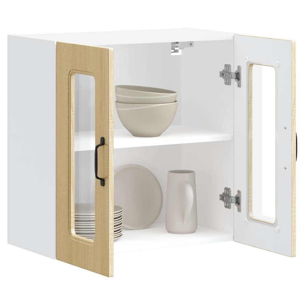 Kitchen wall cabinet with glass door Kalmar Sonoma oak wood material