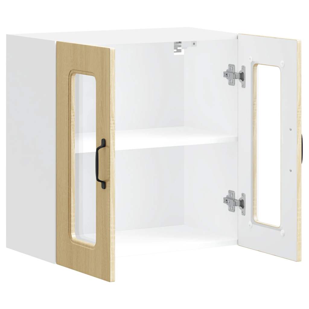 Kitchen wall cabinet with glass door Kalmar Sonoma oak wood material