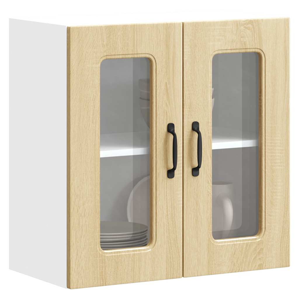 Kitchen wall cabinet with glass door Kalmar Sonoma oak wood material