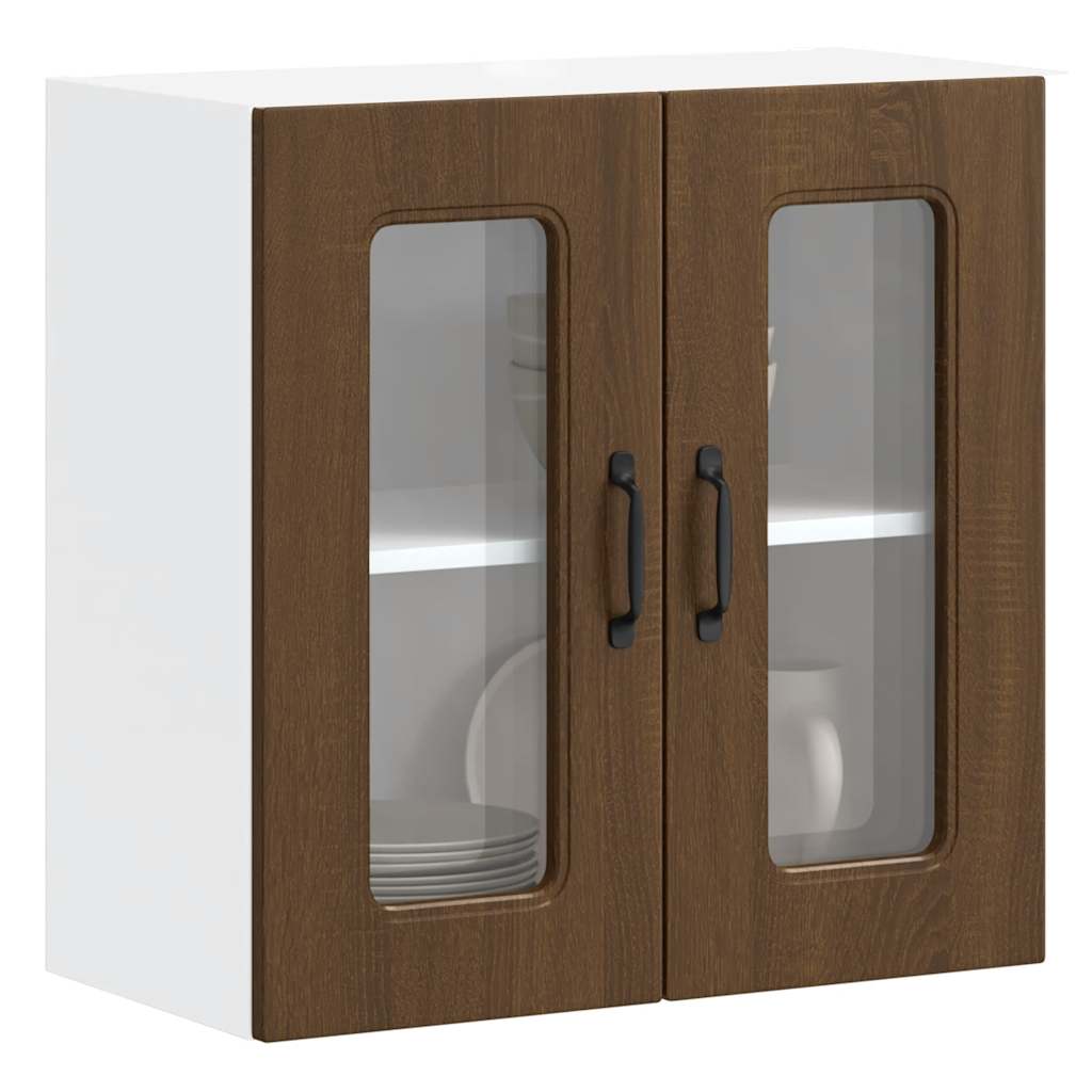 Küchen-Hängeschrank mit Glastür Kalmar Braun Eichen-Optik