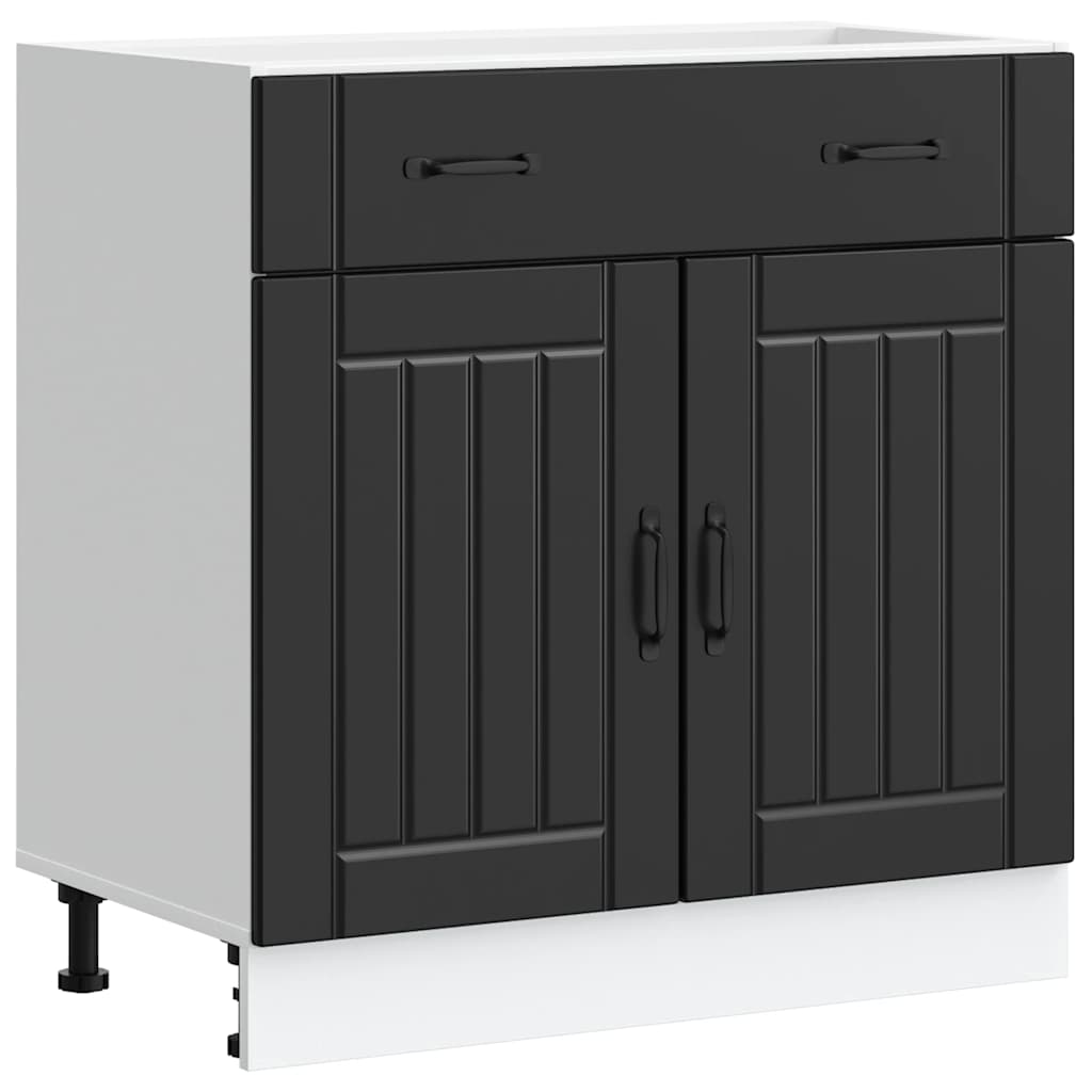 Küchen-Unterschrank Lucca Schwarz Holzwerkstoff