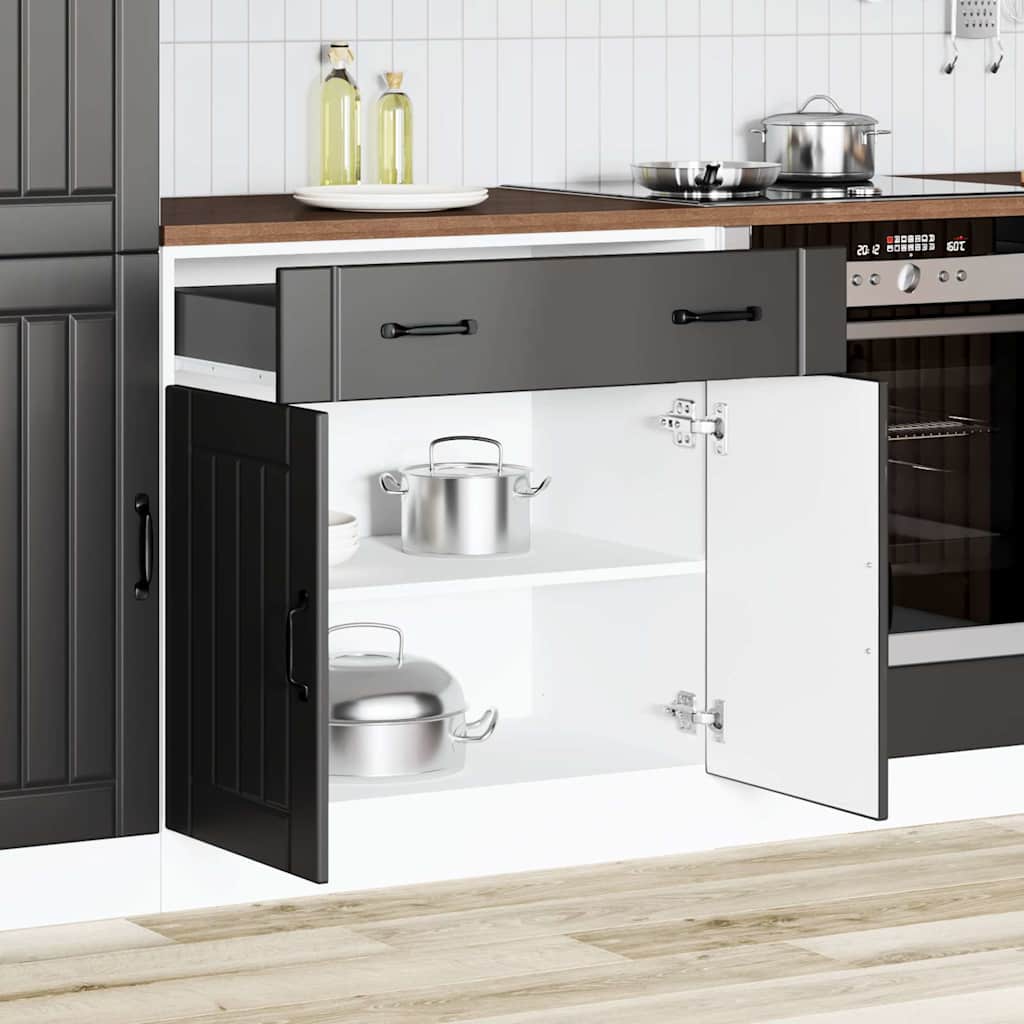 Küchen-Unterschrank Lucca Schwarz Holzwerkstoff
