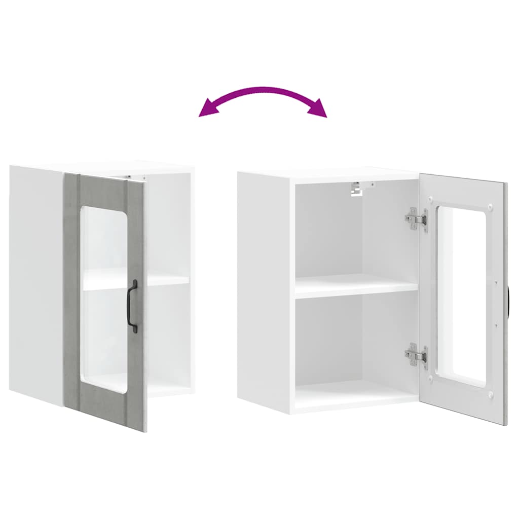Kitchen wall cabinet with glass door Lucca concrete grey