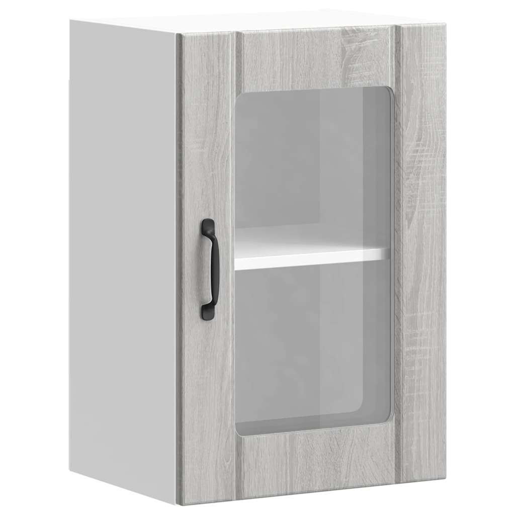 Küchen-Hängeschrank mit Glastür Lucca Grau Sonoma