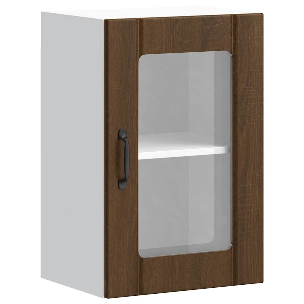Kitchen wall cabinet with glass door Lucca Brown Oak look