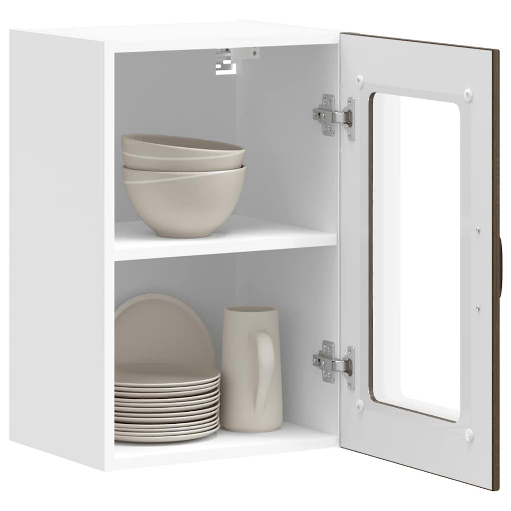 Küchen-Hängeschrank mit Glastür Lucca Braun Eichen-Optik