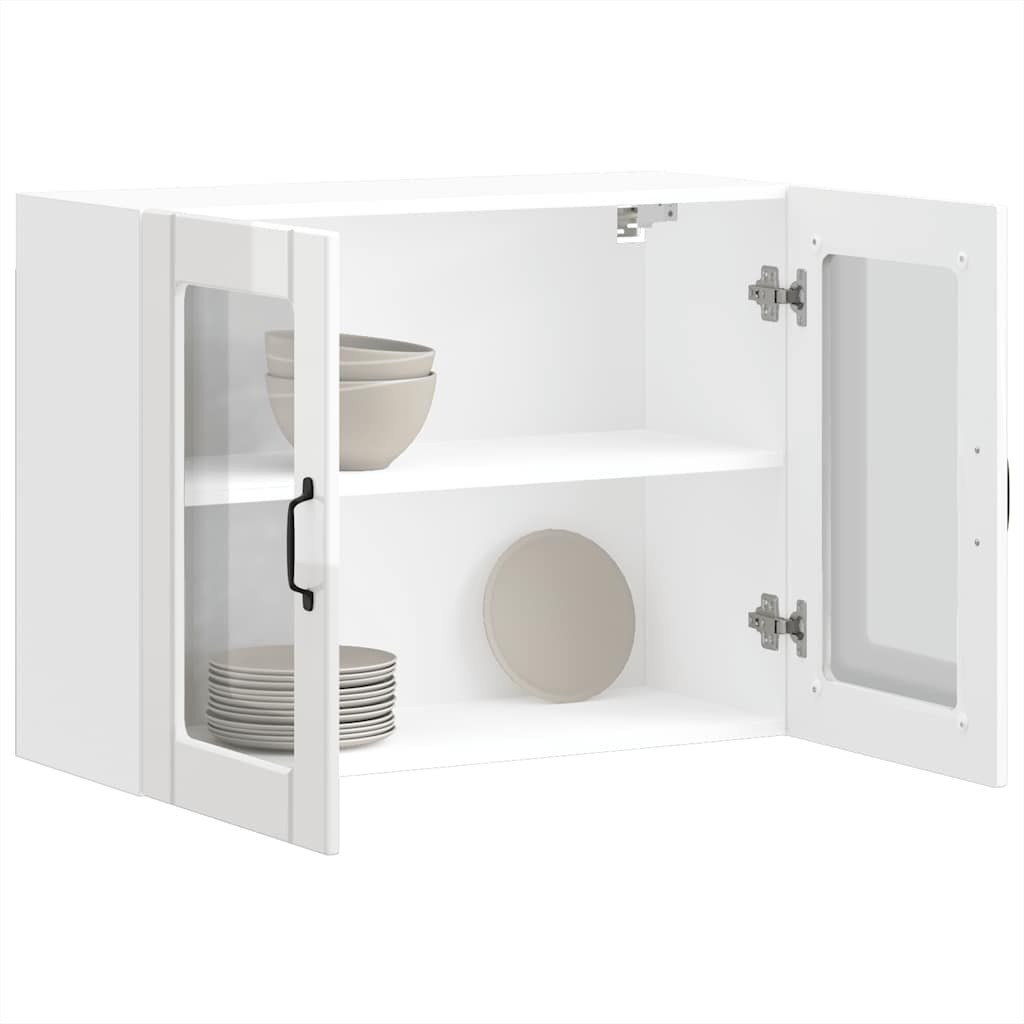 Küchen-Hängeschrank mit Glastür Lucca Hochglanz-Weiß Holzwerkstoff