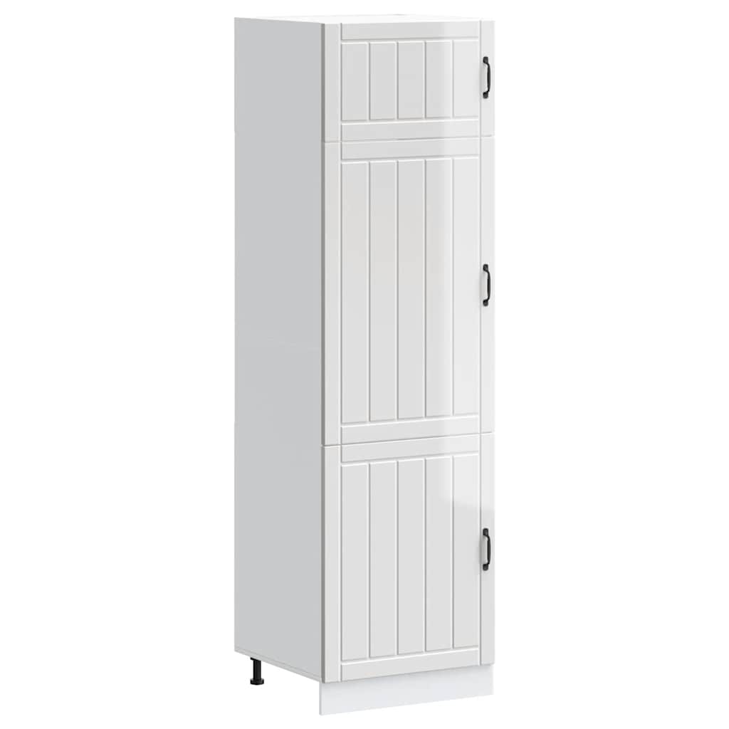 Kitchen Cabinet Lucca High Gloss White Wood Material