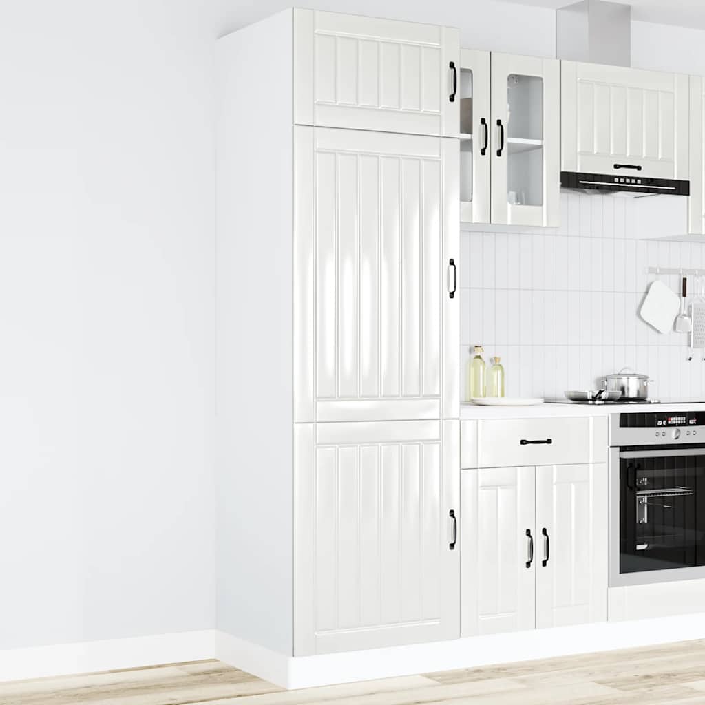 Kitchen Cabinet Lucca High Gloss White Wood Material