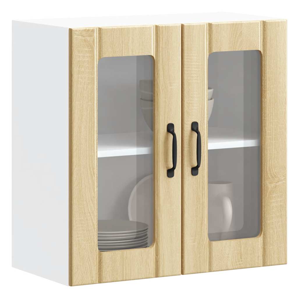 Kitchen wall cabinet with glass door Lucca Sonoma oak wood material