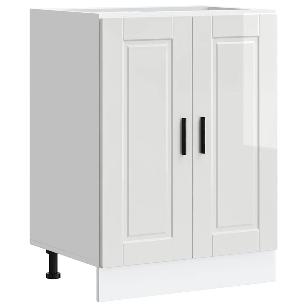 Kitchen base cabinet Porto high-gloss white wood material