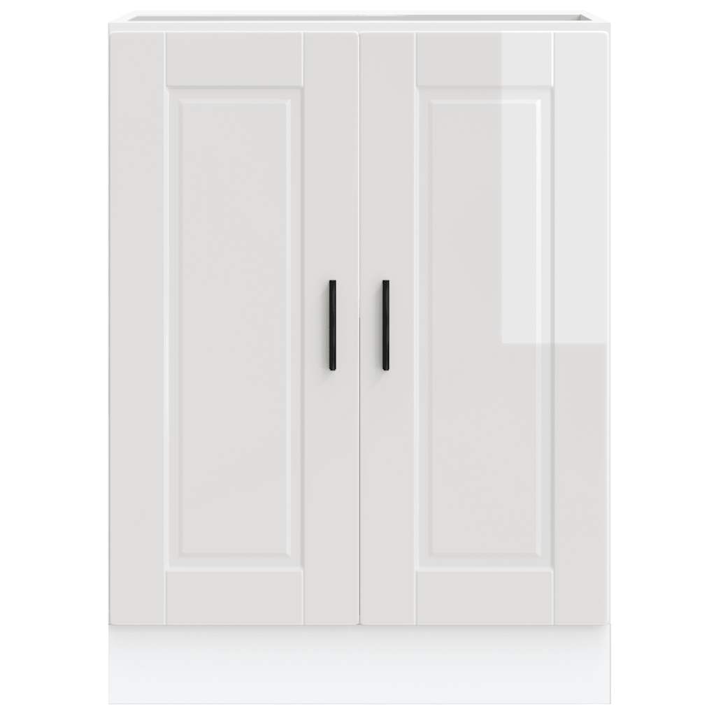 Kitchen base cabinet Porto high-gloss white wood material