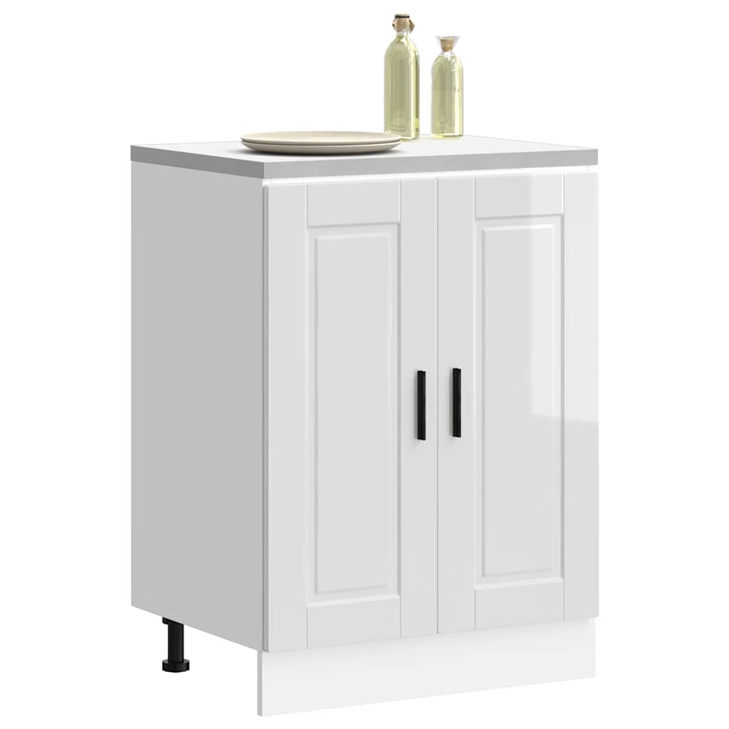 Kitchen base cabinet Porto high-gloss white wood material