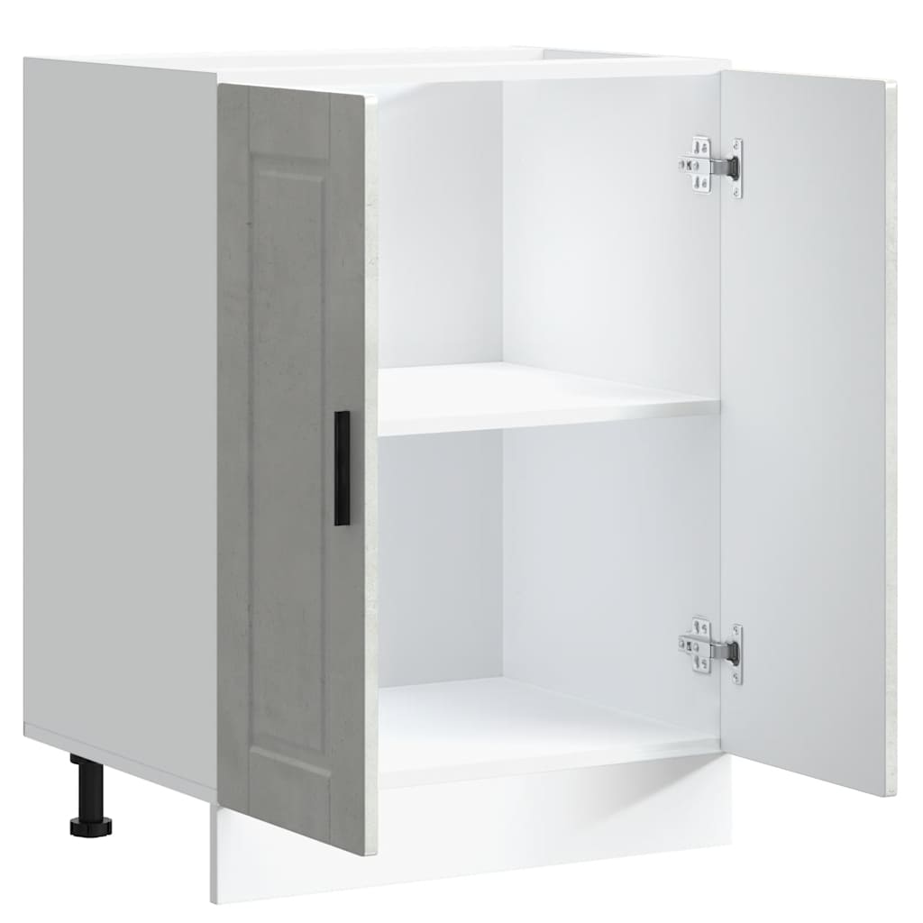 Kitchen base cabinet Porto concrete grey wood material