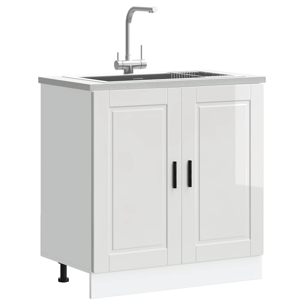 Sink base cabinet Porto high-gloss white 80x46x81.5 cm