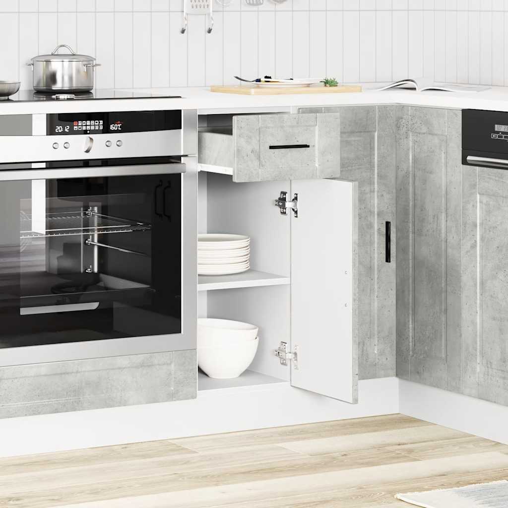 Kitchen base cabinet Porto concrete grey wood material