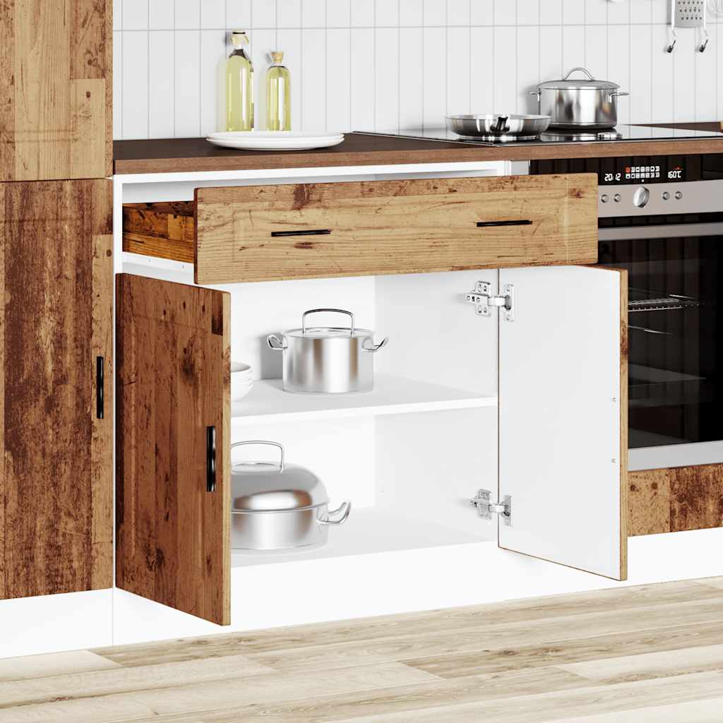 Kitchen base cabinet Porto old wood look wood material