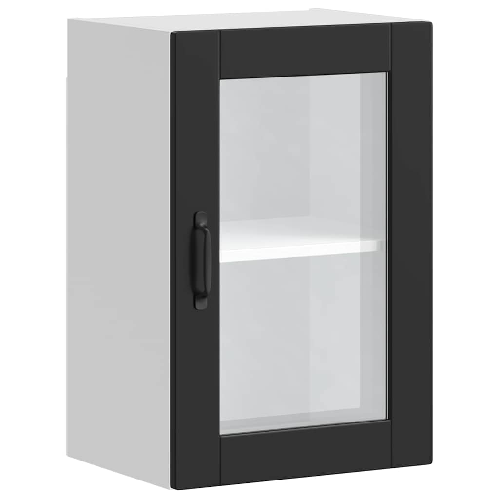 Küchen-Hängeschrank mit Glastür Porto Schwarz