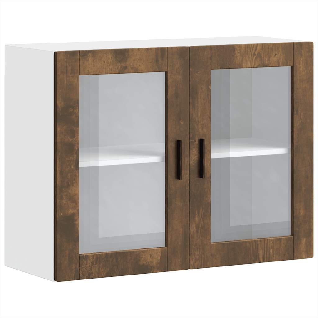 Kitchen wall cabinet with glass door Porto smoked oak