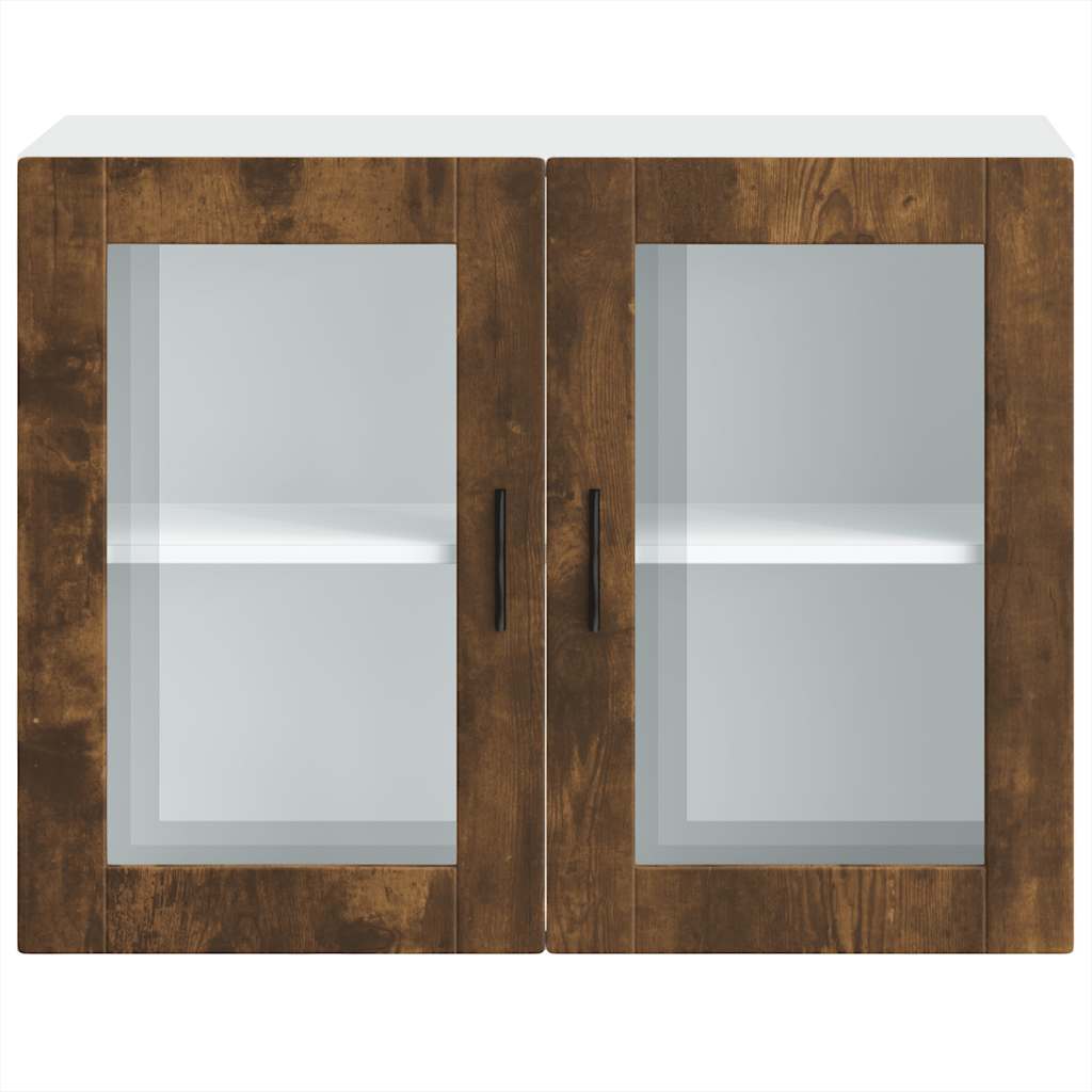 Kitchen wall cabinet with glass door Porto smoked oak
