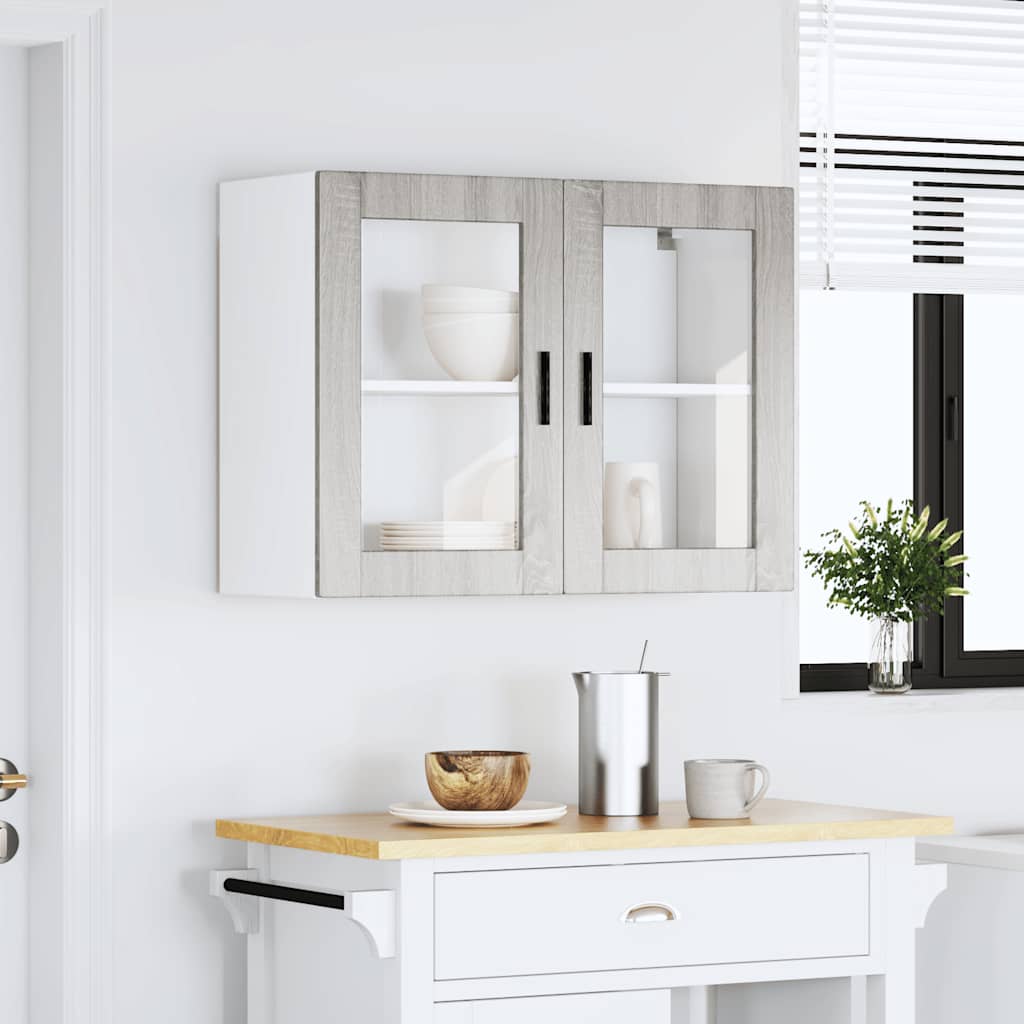 Küchen-Hängeschrank mit Glastür Porto Grau Sonoma