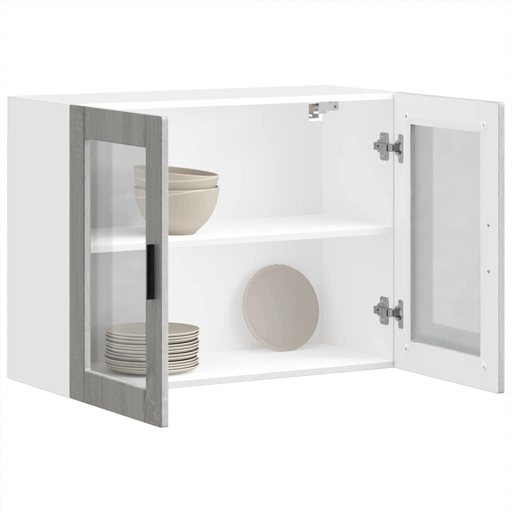 Küchen-Hängeschrank mit Glastür Porto Grau Sonoma