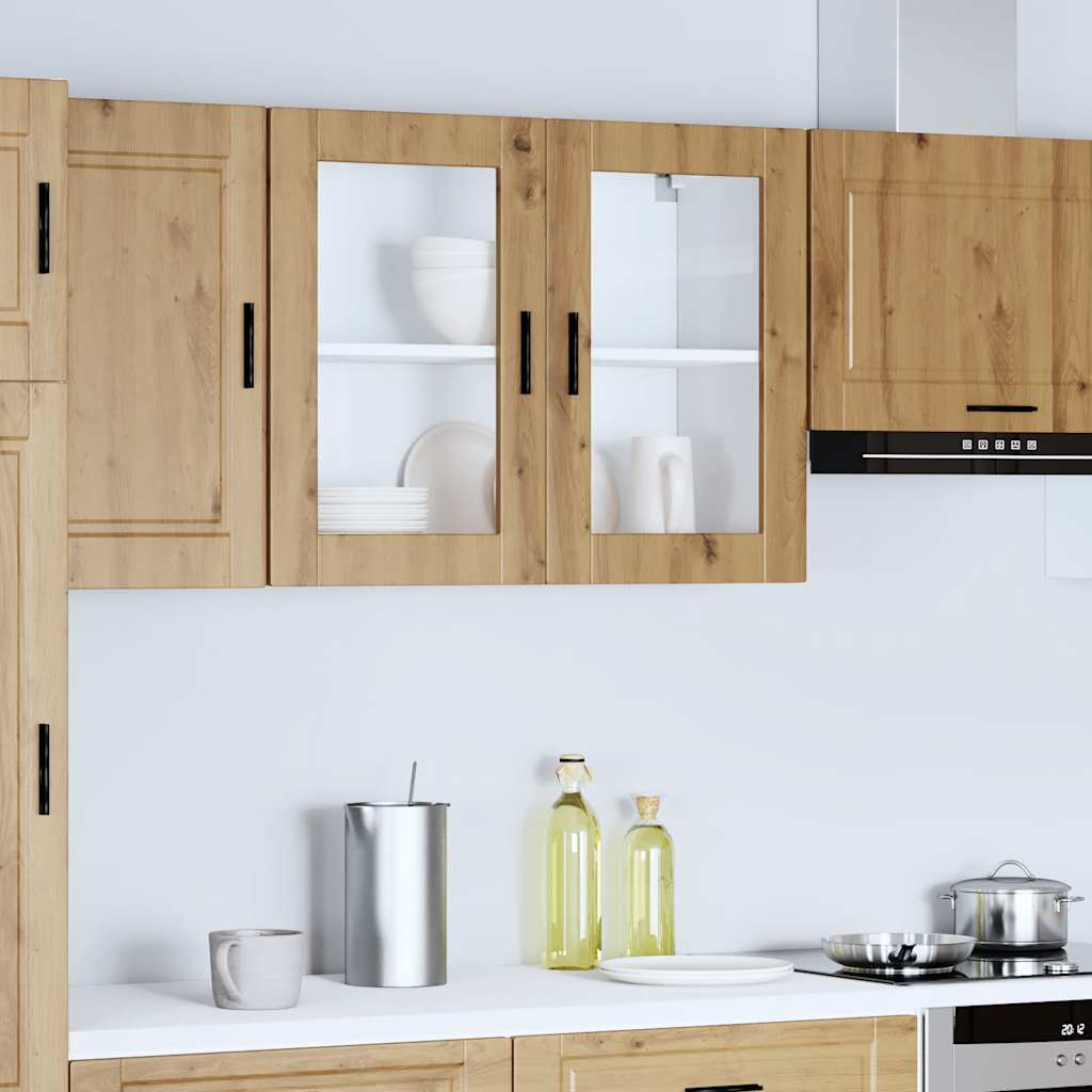 Kitchen wall cabinet with glass door Porto Artisan oak