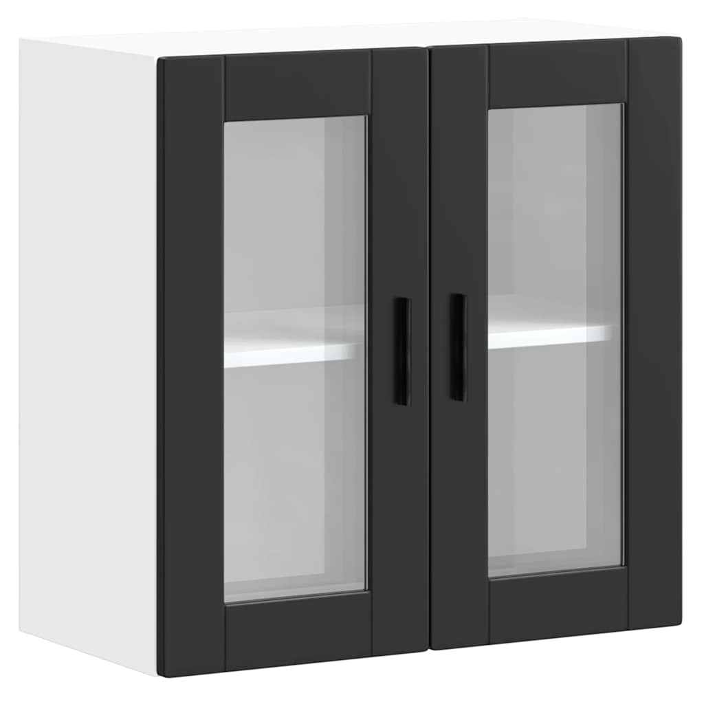 Kitchen wall cabinet with glass door Porto Black
