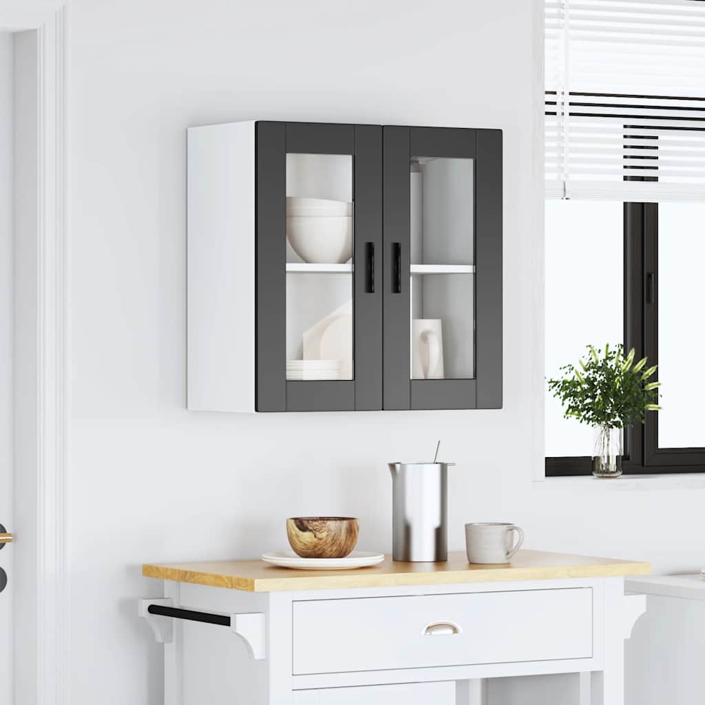Kitchen wall cabinet with glass door Porto Black