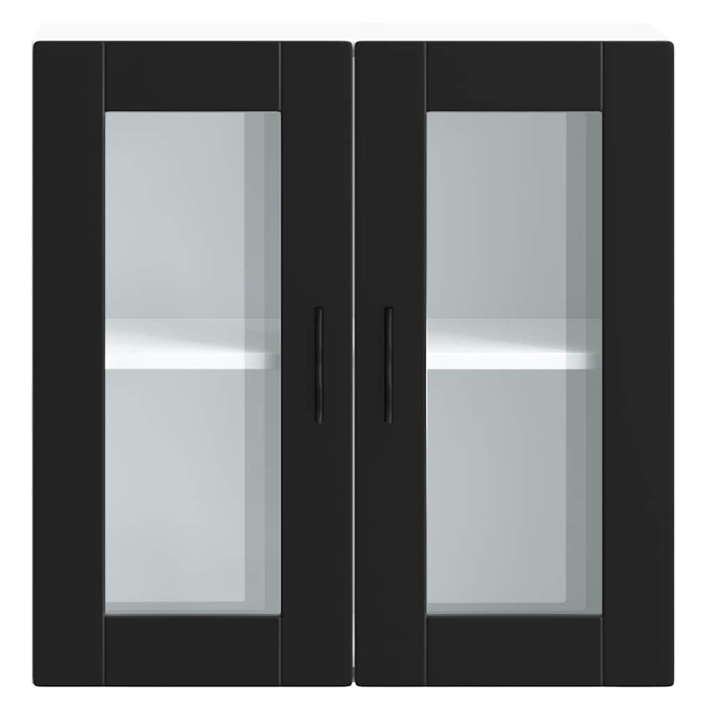 Kitchen wall cabinet with glass door Porto Black