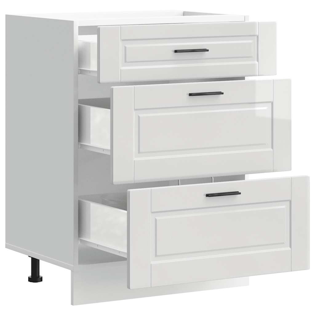 Kitchen base cabinet Porto high-gloss white wood material