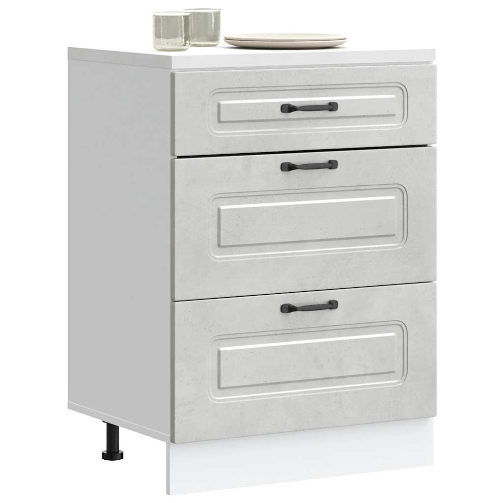 Kitchen base cabinet Kalmar concrete grey wood material