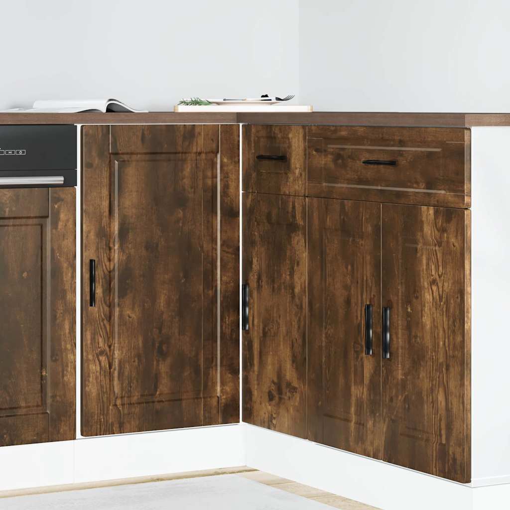 Kitchen base cabinet Porto smoked oak wood material