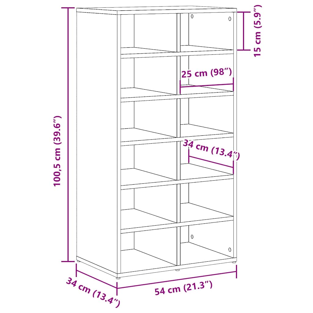 Shoe rack Artisan oak 54x34x100.5 cm wood material