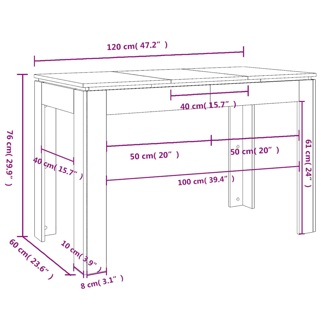 Esstisch Artisan-Eiche 120x60x76 cm Holzwerkstoff